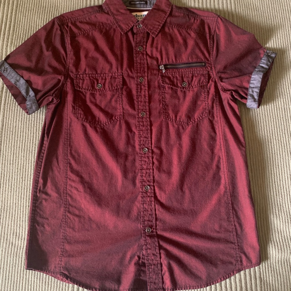 Urban Pipeline Burgundy Short-Sleeve Button-Down Burgundy
